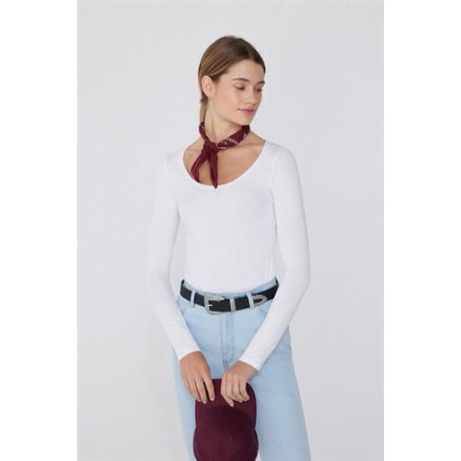 Tezenis maglia scollo madonna maniche lunghe in viscosa donna bianco
