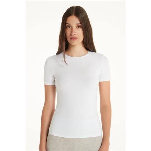 Tezenis t-shirt girocollo in cotone elasticizzato donna bianco