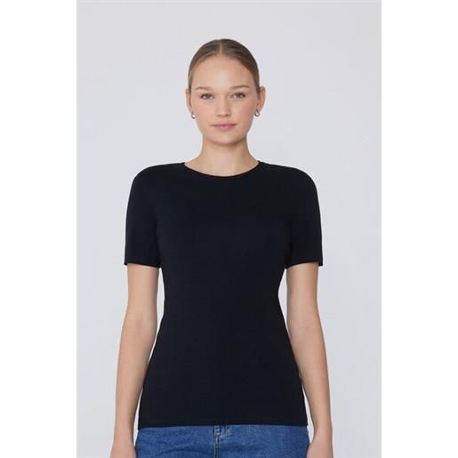 Tezenis t-shirt girocollo in cotone organico elasticizzato donna nero
