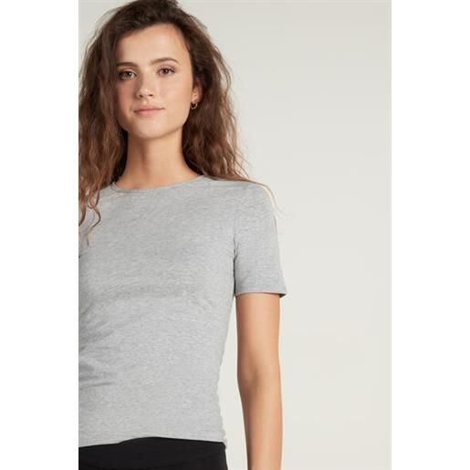 Tezenis t-shirt girocollo in cotone elasticizzato donna grigio