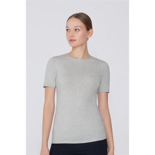 Tezenis t-shirt girocollo in cotone organico elasticizzato donna grigio