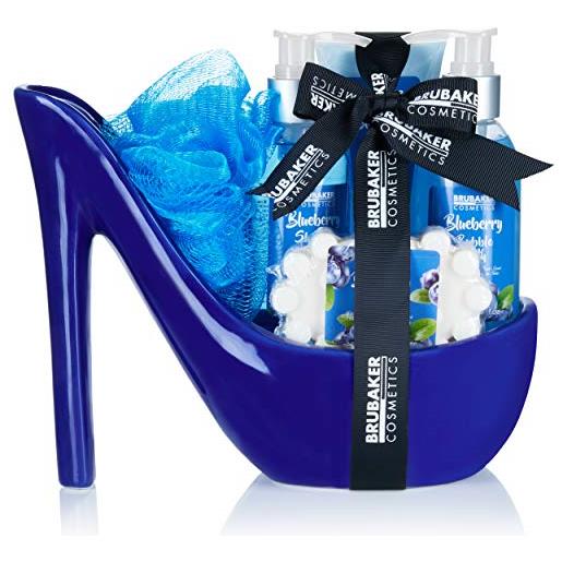 Brubaker cosmetics lusso blueberry set bagno e doccia - set 6 pezzi bagno e doccia - set regalo in ceramica blu stiletto