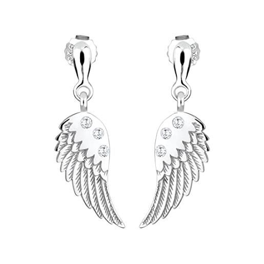 Elli orecchini donna ciondolo angelo ala moderna con cristalli zirconi in argento sterling 925