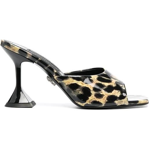 Philipp Plein sandali leopardati con punta quadrata - nero