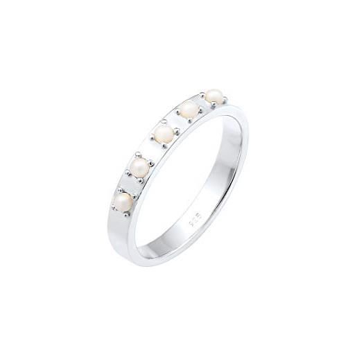Elli anelli donna elegante semplice con perle sintetiche in argento sterling 925