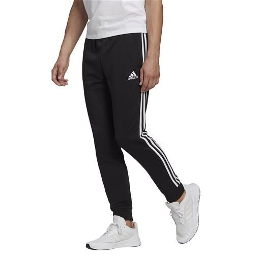 Adidas pantalone da uomo essentials french terry tapered cuff 3-stripes nero