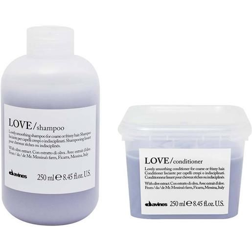 DAVINES essential haircare kit love smooth shampoo 250ml + conditioner 250ml