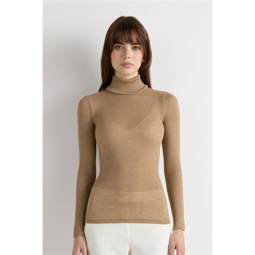 Intimissimi dolcevita lana e seta manica lunga con collo alto marrone