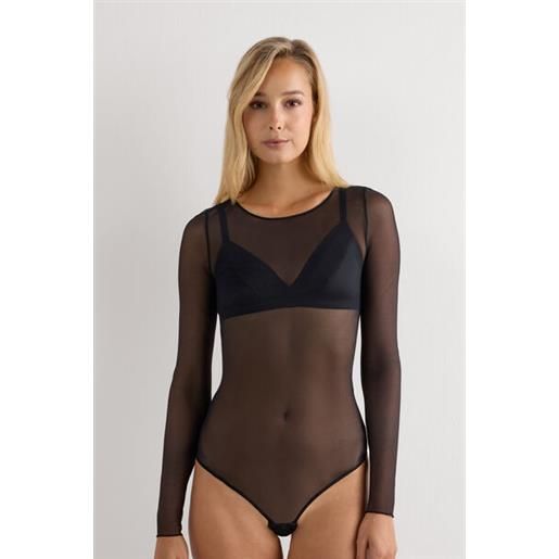 Intimissimi body manica lunga in tulle nero