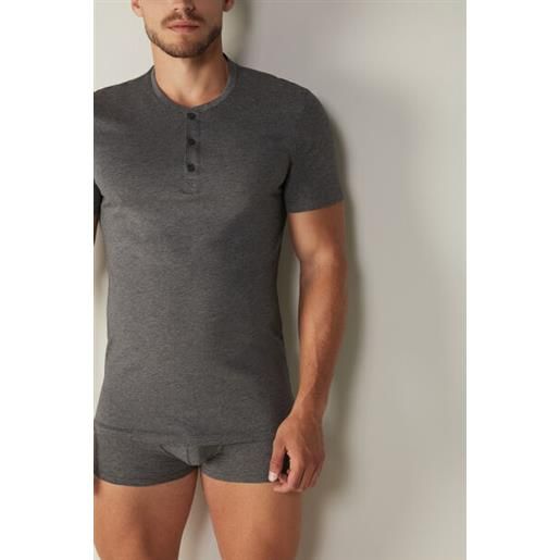 Intimissimi t-shirt a serafino in cotone superior grigio scuro