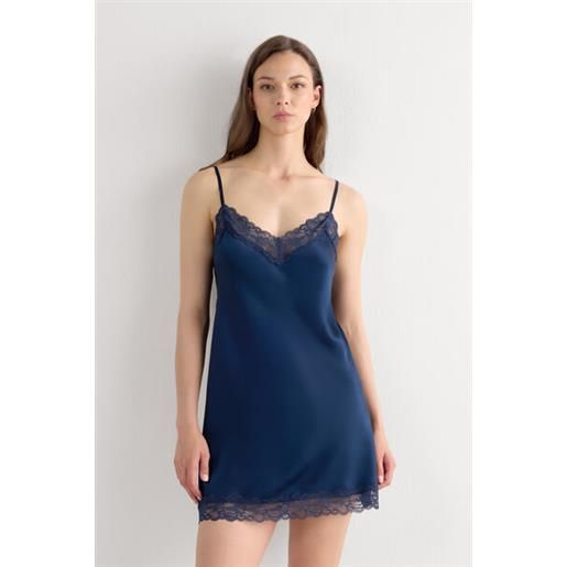 Intimissimi sottoveste in seta e inserti in pizzo blu