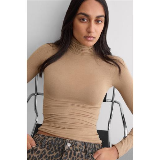 Intimissimi maglia ultralight con cashmere a collo alto marrone