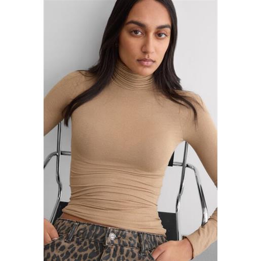 Intimissimi maglia ultralight con cashmere a collo alto marrone