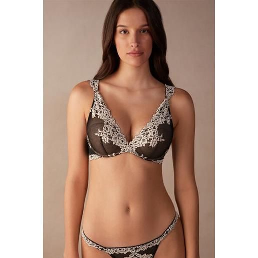 Imbottito, Reggiseno a Balconcino Sofia Pretty Flowers Nero