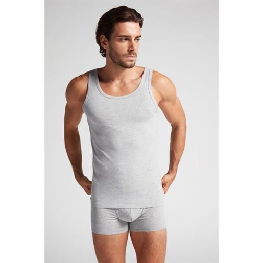 Intimissimi canottiera elasticizzata smanicata in cotone superior uomo con collo tondo grigio