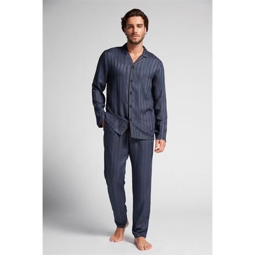 Pigiama lungo uomo marca Ragno modello aperto avanti in 100% puro cotone di battista - Intimo