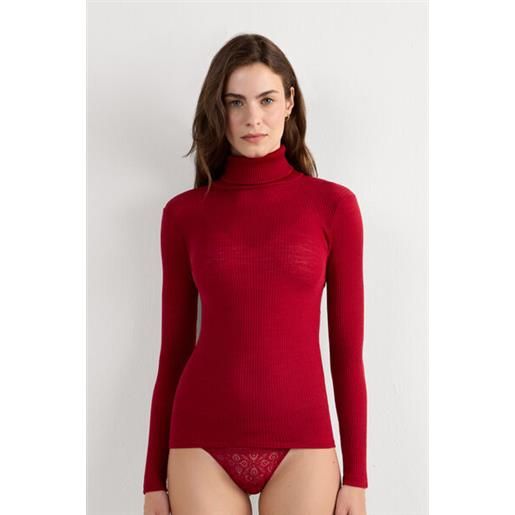 Intimissimi dolcevita lana e seta manica lunga con collo alto rosso