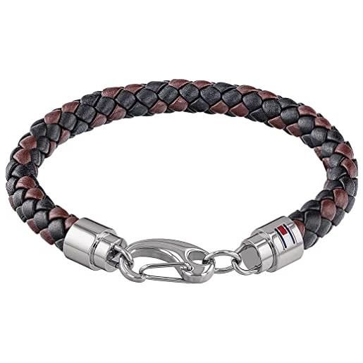 Tommy Hilfiger jewelry braccialetto in pelle da uomo nero e marrone - 2790047