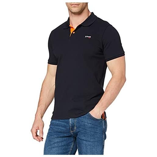 Schott NYC polo a manica corta shirt, navy/arancione, xl uomo