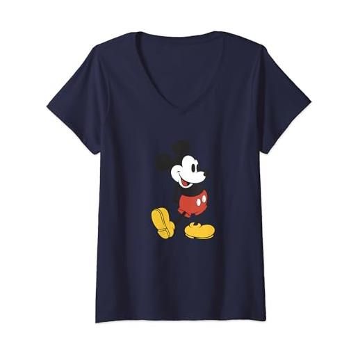 Disney donna Disney mickey mouse retro standing foot pop maglietta con collo a v