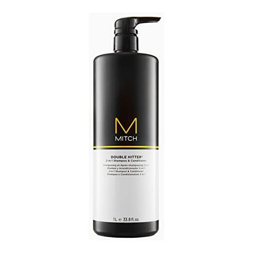 Mitch paul Mitchell mitch double hitter, shampoo e condizionatore 2 in 1, ideale per tutti i tipi di capelli - 1000 ml