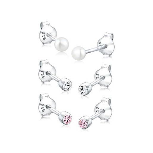 Elli set orecchini da donna, con perla di acqua dolce e cristalli, in argento sterling 925