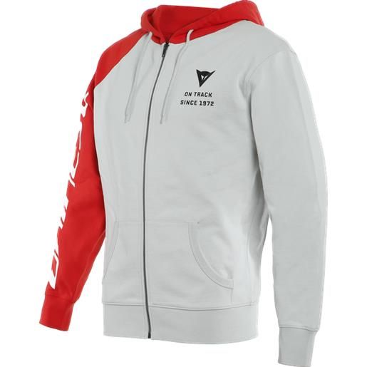 Dainese paddock full-zip hoodie glacier-gray/lava-red/black (81c) | dainese