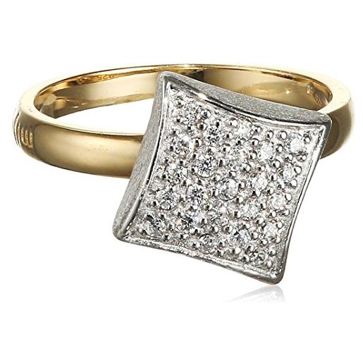 misis - anello donna quadro - zirconi bianchi - argento 925 rodiato - misura 20 - made in italy
