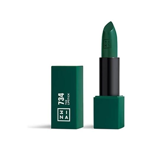 3ina makeup - the lipstick 734 - verde bottiglia - rossetto matte - alta pigmentazione - rossetti cremosi - profumo di vaniglia e custodia magnetica - lucido e mat - vegan - cruelty free