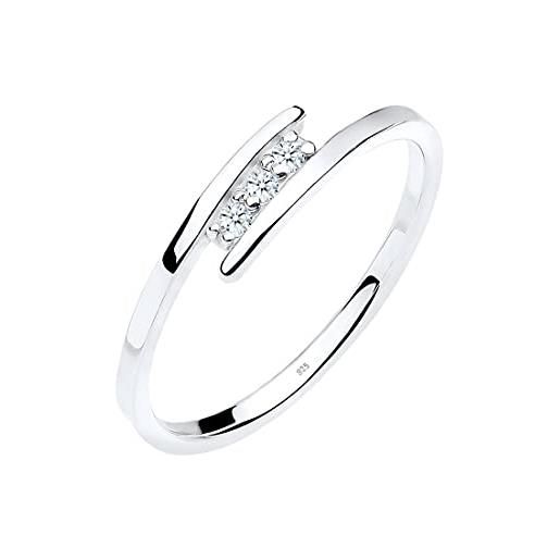 DIAMORE anelli donna classicoa elegante con diamante (0,06 ct) in argento sterling 925