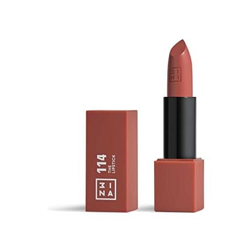 3ina makeup - the lipstick 114 - nudo scuro caldo - rossetto matte - alta pigmentazione - rossetti cremosi - profumo di vaniglia e custodia magnetica - lucido e mat - vegan - cruelty free