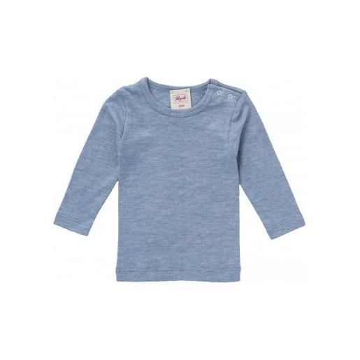 People Wear Organic maglietta a manica lunga in cotone/lana/seta - col. Azzurro melange