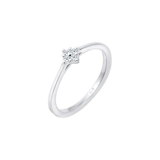 DIAMORE elli diamonds anello donne di fidanzamento classico con diamante (0,06 ct. ) in argento sterling 925