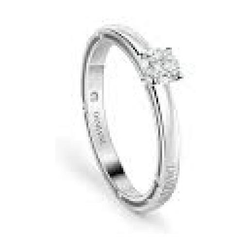 Damiani anello solitario d. Side in oro bianco e diamanti