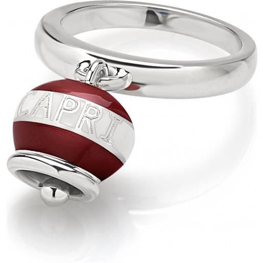 Chantecler anello capriness campanella in argento e smalto bianco rosso