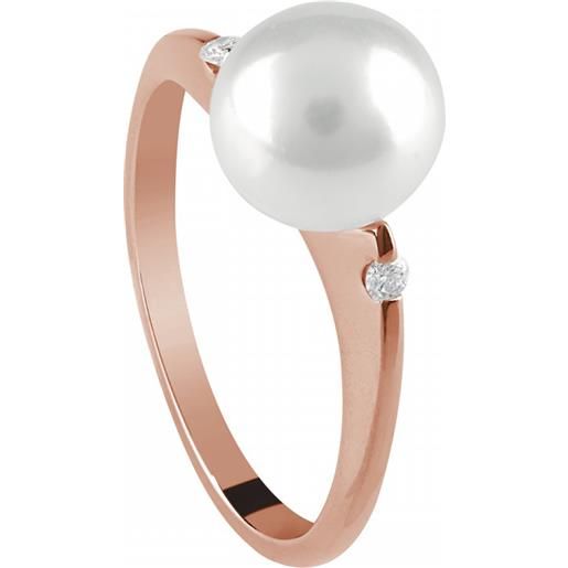 Salvini anello in oro rosa con diamanti e perla freshwater