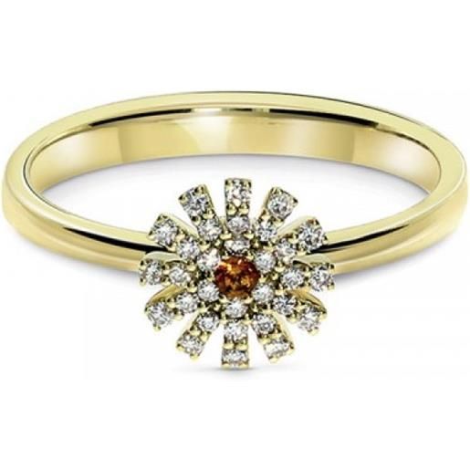 Damiani anello margherita in oro giallo, diamanti e quarzo