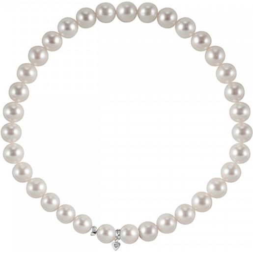 Salvini bracciale di perle giapponesi bianche con chiusura in oro bianco e diamanti