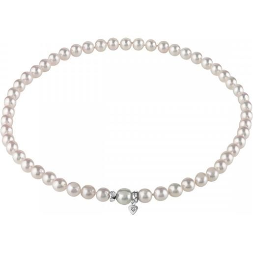 Salvini collana di perle giapponesi bianche con chiusura in oro bianco e diamanti