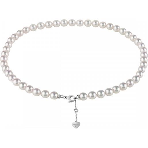 Salvini collana di perle giapponesi bianche con chiusura in oro bianco e diamante