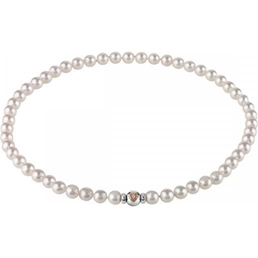 Salvini collana di perle giapponesi bianche con chiusura in oro bianco, oro rosa e diamante