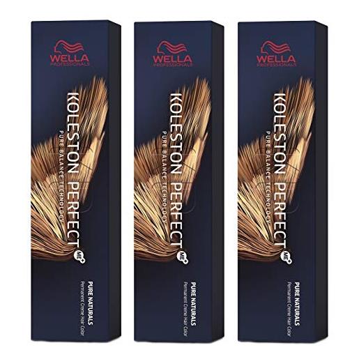 Wella, confezione da 3 pezzi koleston perfect me+ kp pure naturals 2/0, nero