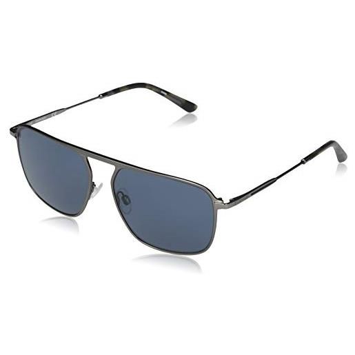 Calvin Klein ck20137s-008 occhiali da sole, satin gunmetal/solid blue, taglia unica uomo