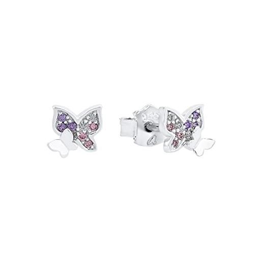 Prinzessin Lillifee la principessina lillifee orecchini a perno gioielli all'orecchio, con zirconia synth. , 0,6 cm, viola, farfalla, viene fornito in una confezione regalo di gioielli, 2021063