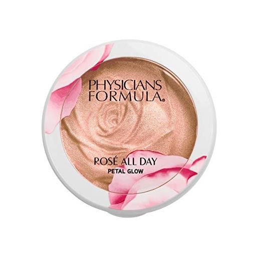 Physicians formula rosé all day petal glow - illuminante viso in polvere con finitura perluminosa per ogni carnagione, riduce segni di espressione e rughe per un colorito radioso - soft petal - 9.2 g