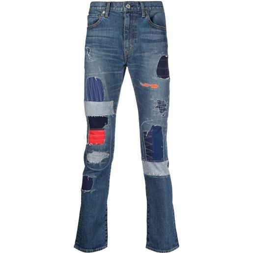 Junya Watanabe MAN jeans slim con design patchwork - blu