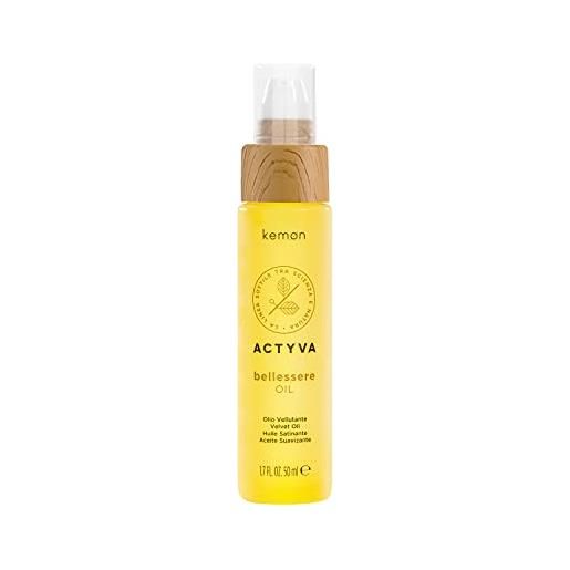 Kemon - actyva bellessere oil, olio per tutti i tipi di capelli, con oli di argan e lino, effetto seta e anticrespo - 50 ml