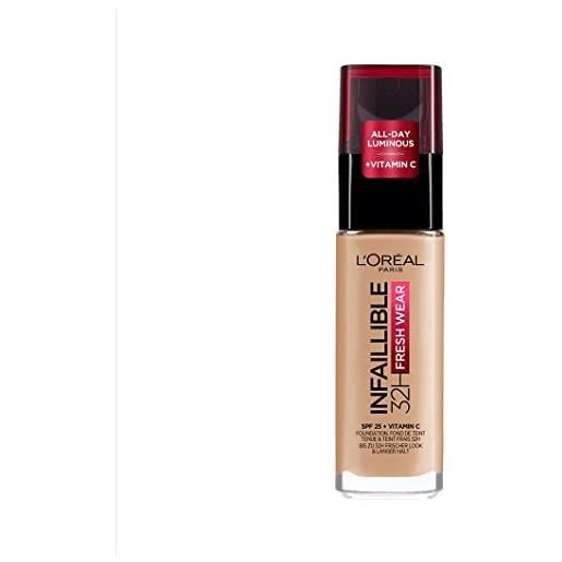 L'Oréal Paris fondotinta liquido infaillible 32h, coprente a lunga tenuta con protezione solare spf25, formula waterproof e idratante, tonalità: 140 beige doré