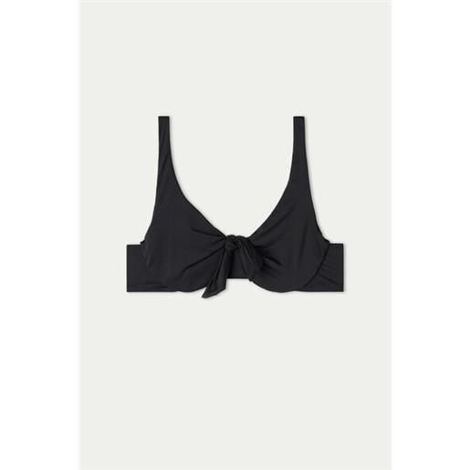 Tezenis bikini balconcino microfibra riciclata con fiocco donna nero