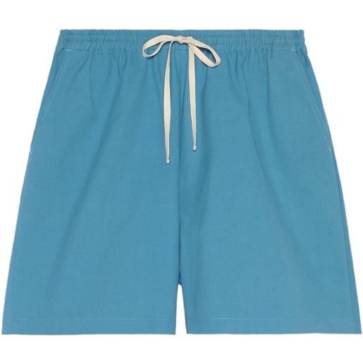 Gucci shorts sportivi con ricamo - blu
